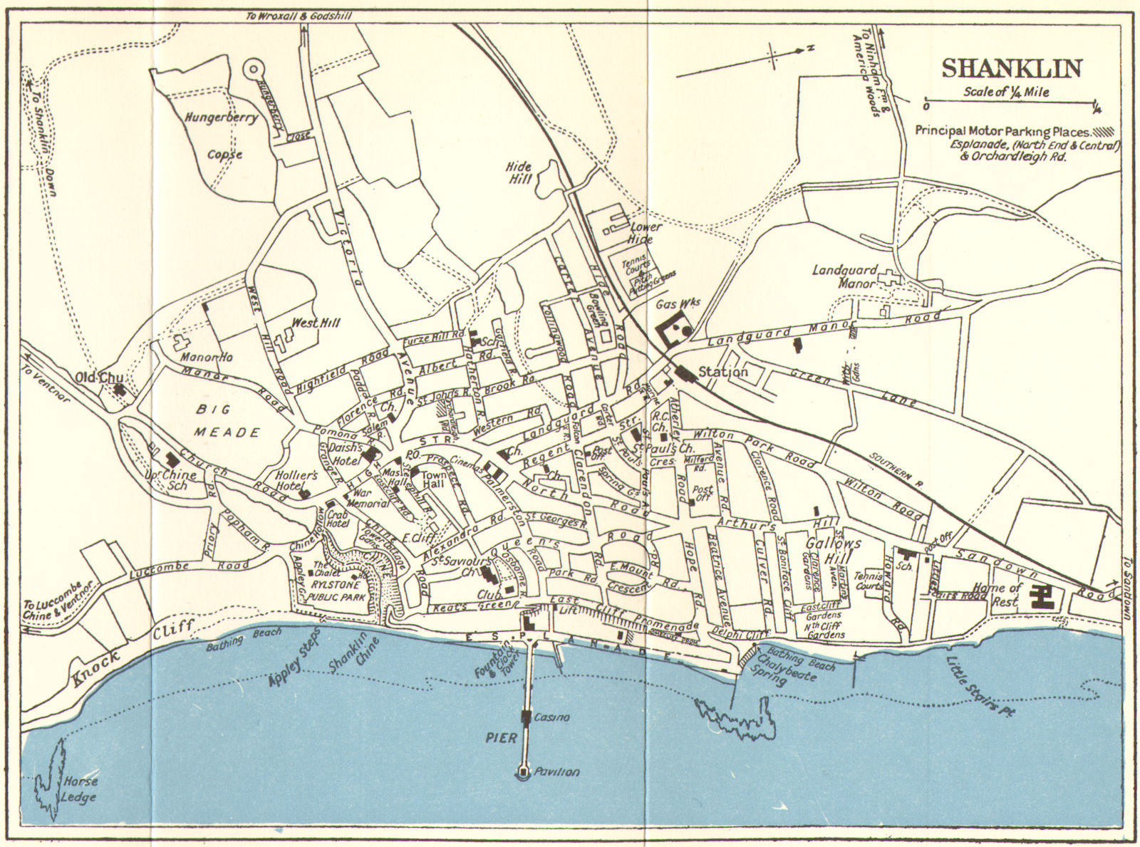 SHANKLIN vintage town/city plan. Isle of Wight. WARD LOCK c1961 old map